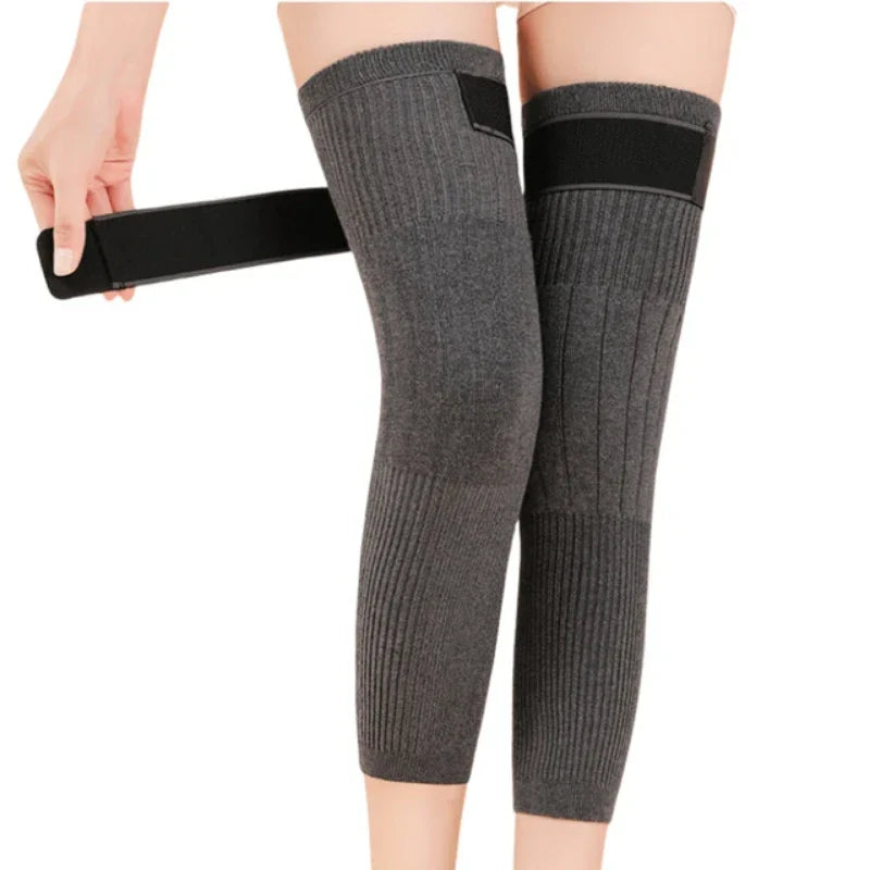 2 PCS Non-Slip Cashmere Faux wool Knee Pads Leg Warmer with Strap Adjustable for Men & Women