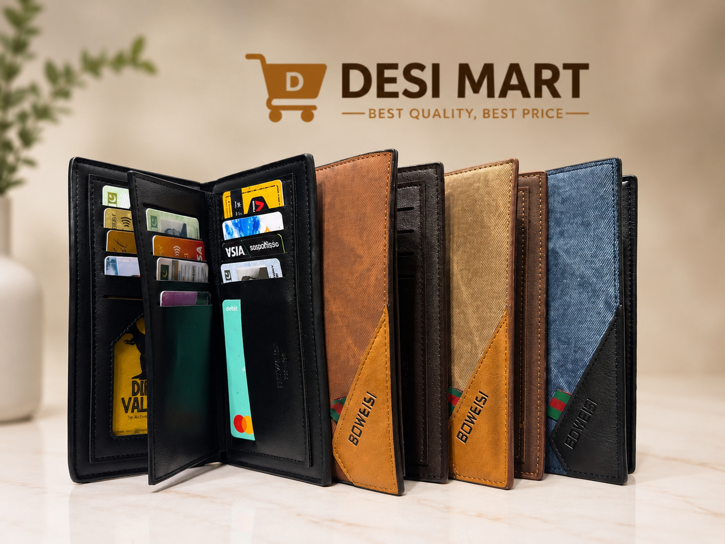 BOWEISI Premium Long Wallet for Men – Stylish Leather Card Holder & Cash Wallet