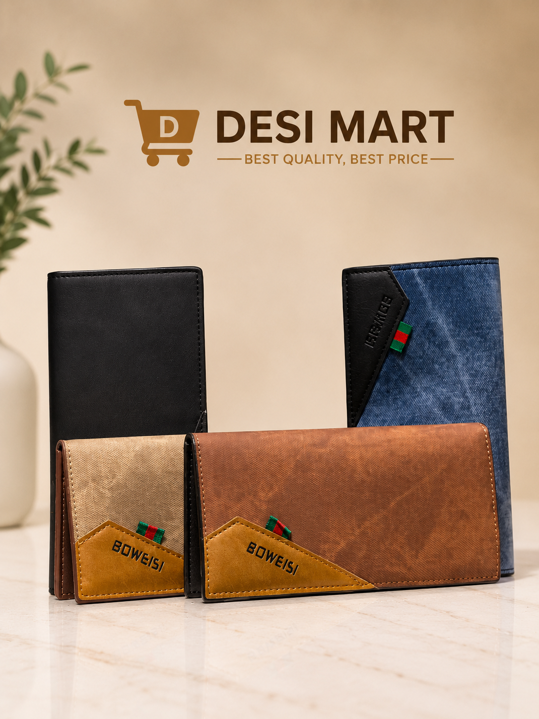 BOWEISI Premium Long Wallet for Men – Stylish Leather Card Holder & Cash Wallet